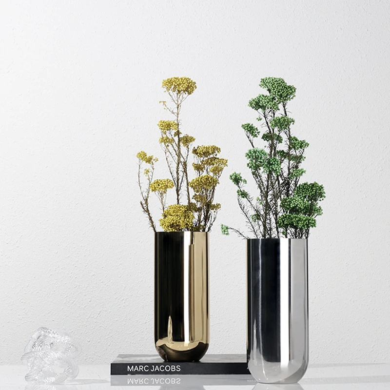

Vase Home Decor Nordic Stainless Steel Flower Pots Table Decoration Accessories